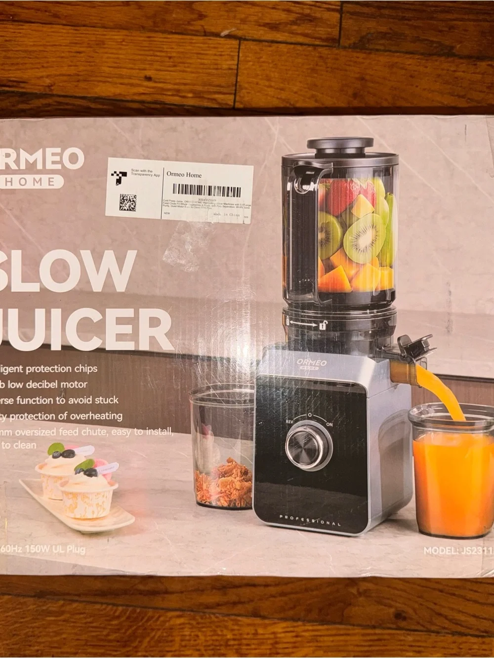 ORMEO Home Cold Press Juicer - 5.5” Large Feed Chute